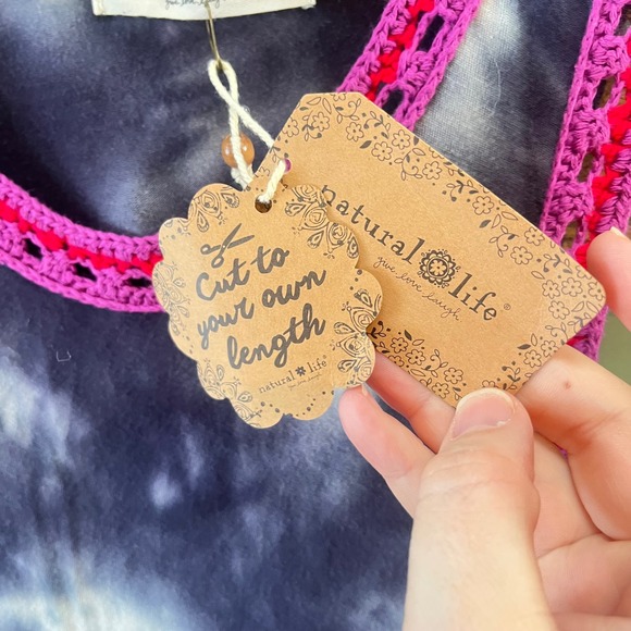 Natural Life Tie Dye Maxi Dress L XL Crochet Trim Tank Style - Picture 5 of 6